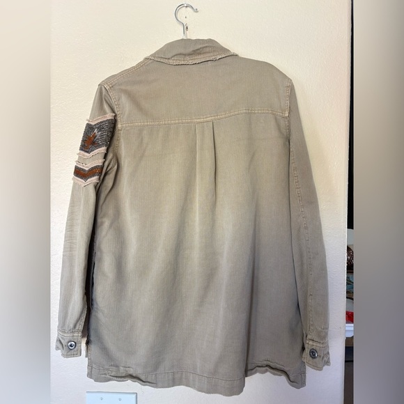 Free People Embellished Military Utility Jacket - Khaki Tan Like New Small - Picture 6 of 12